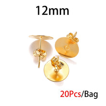 Load image into Gallery viewer, 20-100pcs/lot Gold Stainless Steel Blank Post Earring Studs Base Pins With Earring Plug Findings Ear Back For DIY Jewelry Making - ngoclht15
