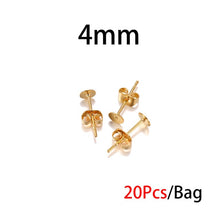 Load image into Gallery viewer, 20-100pcs/lot Gold Stainless Steel Blank Post Earring Studs Base Pins With Earring Plug Findings Ear Back For DIY Jewelry Making - ngoclht15
