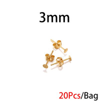 Load image into Gallery viewer, 20-100pcs/lot Gold Stainless Steel Blank Post Earring Studs Base Pins With Earring Plug Findings Ear Back For DIY Jewelry Making - ngoclht15