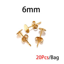 Load image into Gallery viewer, 20-100pcs/lot Gold Stainless Steel Blank Post Earring Studs Base Pins With Earring Plug Findings Ear Back For DIY Jewelry Making - ngoclht15