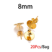 Load image into Gallery viewer, 20-100pcs/lot Gold Stainless Steel Blank Post Earring Studs Base Pins With Earring Plug Findings Ear Back For DIY Jewelry Making - ngoclht15