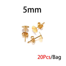 Load image into Gallery viewer, 20-100pcs/lot Gold Stainless Steel Blank Post Earring Studs Base Pins With Earring Plug Findings Ear Back For DIY Jewelry Making - ngoclht15