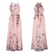Load image into Gallery viewer, 2020 Women Chiffon Dresses Elegant Beach Dress Floral Print Halter Tunic Sleeveless Dress Long Maxi Party Boho Vestidos Clothes - ngoclht15