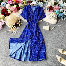 Load image into Gallery viewer, Korean Red elegant sexy Dress women 2020 summer beach V-neck polka dot midi dress waist split dress vestidos de fiesta clothes - ngoclht15
