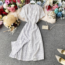 Load image into Gallery viewer, Korean Red elegant sexy Dress women 2020 summer beach V-neck polka dot midi dress waist split dress vestidos de fiesta clothes - ngoclht15