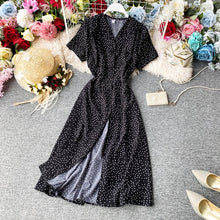 Load image into Gallery viewer, Korean Red elegant sexy Dress women 2020 summer beach V-neck polka dot midi dress waist split dress vestidos de fiesta clothes - ngoclht15