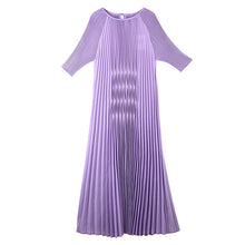 Load image into Gallery viewer, LANMREM 2020 summer new three quarter sleeve pleated dresses for women O-neck high quality solid color women's clothes AP487 - ngoclht15