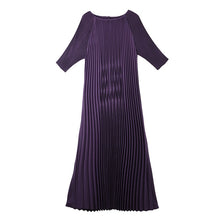 Load image into Gallery viewer, LANMREM 2020 summer new three quarter sleeve pleated dresses for women O-neck high quality solid color women's clothes AP487 - ngoclht15