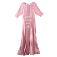 Load image into Gallery viewer, LANMREM 2020 summer new three quarter sleeve pleated dresses for women O-neck high quality solid color women's clothes AP487 - ngoclht15