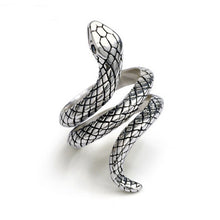 Load image into Gallery viewer, Stereoscopic New Retro Punk Exaggerate Snake Ring 925 sterling silver Rings Thai Silver Opening Rings Adjustable Size Jewelry