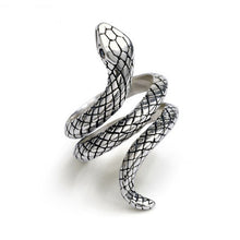Load image into Gallery viewer, Stereoscopic New Retro Punk Exaggerate Snake Ring 925 sterling silver Rings Thai Silver Opening Rings Adjustable Size Jewelry