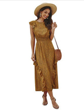 Load image into Gallery viewer, Women's Fashion Dress Summer Leopard Print Dress Ruffled Sleeve Stretch Waist Tea-length Beach Dress Design-Feel Chiffon Dresses - ngoclht15