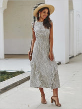 Load image into Gallery viewer, Women's Fashion Dress Summer Leopard Print Dress Ruffled Sleeve Stretch Waist Tea-length Beach Dress Design-Feel Chiffon Dresses - ngoclht15