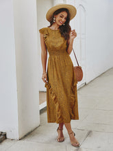 Load image into Gallery viewer, Women's Fashion Dress Summer Leopard Print Dress Ruffled Sleeve Stretch Waist Tea-length Beach Dress Design-Feel Chiffon Dresses - ngoclht15