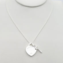 Load image into Gallery viewer, 1: 1 sterling silver 925 classic popular silver heart shaped silver key pendant necklace jewelry holiday gift - ngoclht15
