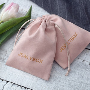 100 Personalized Logo Print Drawstring Bags Custom Jewelry Packaging Pouches Chic Wedding Favor Bags Pink Flannel Cosmetic Bags