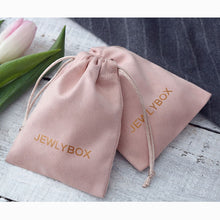 Load image into Gallery viewer, 100 Personalized Logo Print Drawstring Bags Custom Jewelry Packaging Pouches Chic Wedding Favor Bags Pink Flannel Cosmetic Bags
