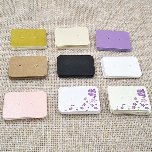100PCS 3.5*2.5cm multi color Paper cute Stud earring HangTag card custom logo cost extra  Jewelry Display packing Card - ngoclht15