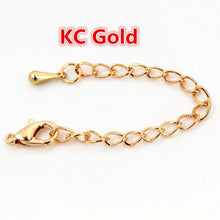 Load image into Gallery viewer, 10pcs/lot 50 70mm Tone Extended Extension Tail Chain Lobster Clasps Connector For DIY Jewelry Making Findings Bracelet Necklace
