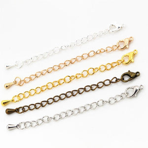 10pcs/lot 50 70mm Tone Extended Extension Tail Chain Lobster Clasps Connector For DIY Jewelry Making Findings Bracelet Necklace