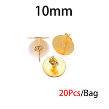 Load image into Gallery viewer, 20-100pcs/lot Gold Stainless Steel Blank Post Earring Studs Base Pins With Earring Plug Findings Ear Back For DIY Jewelry Making - ngoclht15
