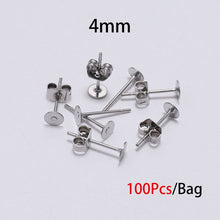 Load image into Gallery viewer, 20-100pcs/lot Gold Stainless Steel Blank Post Earring Studs Base Pins With Earring Plug Findings Ear Back For DIY Jewelry Making - ngoclht15
