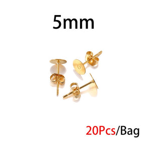 20-100pcs/lot Gold Stainless Steel Blank Post Earring Studs Base Pins With Earring Plug Findings Ear Back For DIY Jewelry Making - ngoclht15