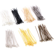 Load image into Gallery viewer, 200pcs/bag 16 20 25 30 35 40 45 50mm Eye Head Pins Classic 7 colors Plated Eye Pins For Jewelry Findings Making DIY Supplies

