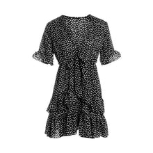 Load image into Gallery viewer, 2020 Fashion Women Polka Dot Boho Ruffle Mini Dress Knot V-Neck Party Summer Beach Holiday Dresses Women Vestidos - ngoclht15
