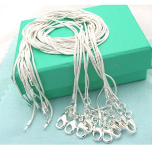 5pcs/lot (16 18 20 22 24 inches) Fashion Jewelry 925 Sterling silver Chains 1mm Snake Chain Necklace Jewelry - ngoclht15