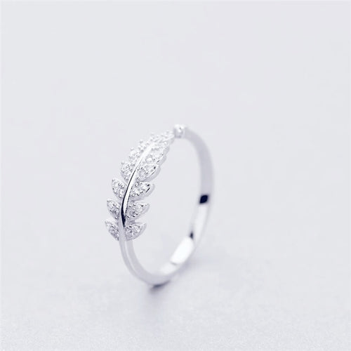 925 Sterling Silver Fresh Sweet Branch Leaf Temperament Personality Fashion Female Trendy Resizable Opening Rings SRI025 - ngoclht15