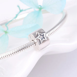 Clip lock Beads 925 Sterling Silver sparkling CZ Bead fit Original Silver Pandora Bracelet Bangles High quality women Jewelry - ngoclht15