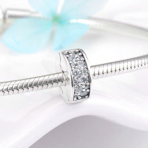 Clip lock Beads 925 Sterling Silver sparkling CZ Bead fit Original Silver Pandora Bracelet Bangles High quality women Jewelry - ngoclht15