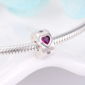 Clip lock Beads 925 Sterling Silver sparkling CZ Bead fit Original Silver Pandora Bracelet Bangles High quality women Jewelry - ngoclht15