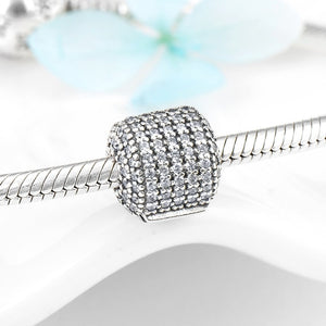 Clip lock Beads 925 Sterling Silver sparkling CZ Bead fit Original Silver Pandora Bracelet Bangles High quality women Jewelry - ngoclht15