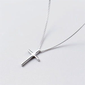 Cross Pendant Simple 925 Sterling Silver Clavicle Chain Fresh Wild Temperament Personality Female Necklace SNE294