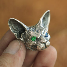 Load image into Gallery viewer, High Details 925 Sterling Silver Sphynx Cat Pendant Mens Biker Pendant TA113
