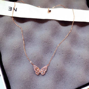 Ins Sweet 45CM Lenght 925 Sterling Silver Nimble Butterfly Pendant Link Chain Necklace for Women Small Crowd Design Bijoux - ngoclht15