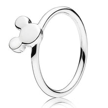 Load image into Gallery viewer, New 925 Sterling Silver Ring Mickey Minnie Silhouette Blue&amp;Clear Sparkling Crown Ring With Crystal For Women Fine Jewelry
