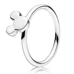 New 925 Sterling Silver Ring Mickey Minnie Silhouette Blue&Clear Sparkling Crown Ring With Crystal For Women Fine Jewelry