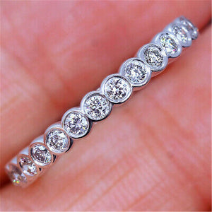 Simple Eternity Band ring 925 Sterling silver AAAAA Zircon cz Wedding Band Rings for women Bridal Statement Party Jewelry - ngoclht15