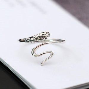 Stereoscopic New Retro Punk Exaggerate Snake Ring 925 sterling silver Rings Thai Silver Opening Rings Adjustable Size  Jewelry