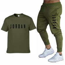 Load image into Gallery viewer, Summer new fashion trend men&#39;s suit personalized fashion printing sports short-sleeved T-shirt + sports casual trousers suit
