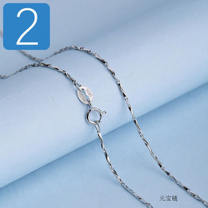 Trustdavis Genuine 925 Sterling Silver Water-wave Snake Box Chain For Woman 40cm/45cm 0.7/0.8mm Chain Necklace DC06 - ngoclht15