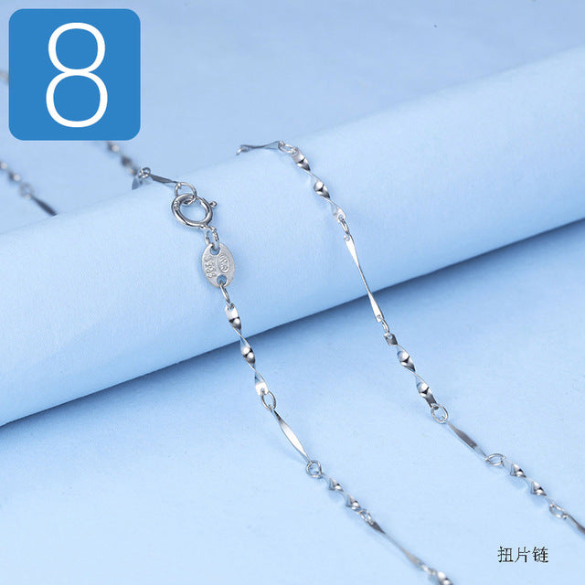 Trustdavis Genuine 925 Sterling Silver Water-wave Snake Box Chain For Woman 40cm/45cm 0.7/0.8mm Chain Necklace DC06 - ngoclht15