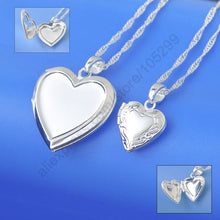 Load image into Gallery viewer, Wholesale Necklace Real Pure 925 Sterling Silver Jewelry Case Frame Small Heart &amp; Big Heart Pendant Necklaces
